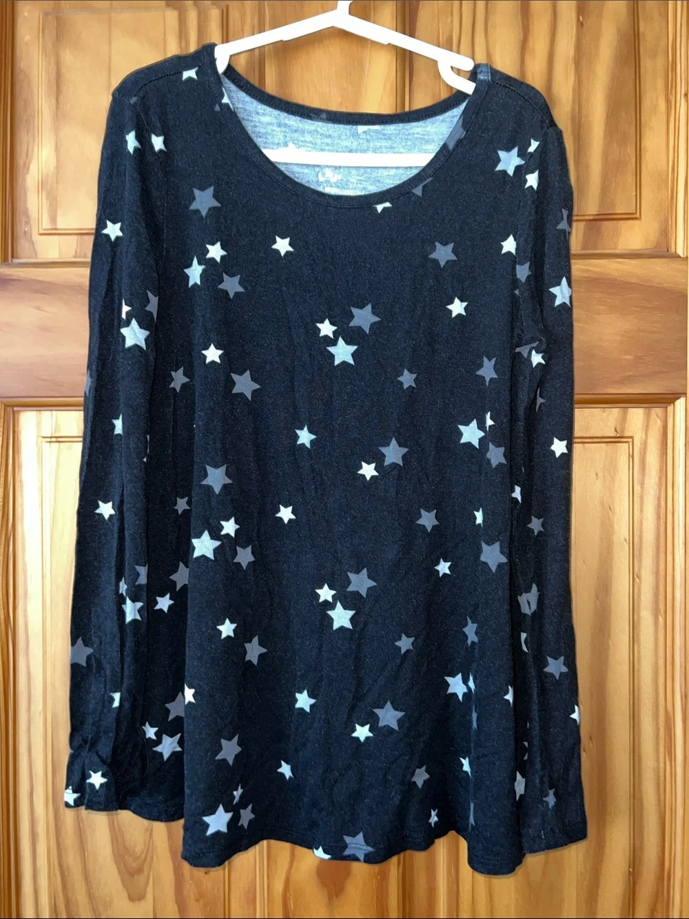 Justice Black Long Sleeve Star Print Tee